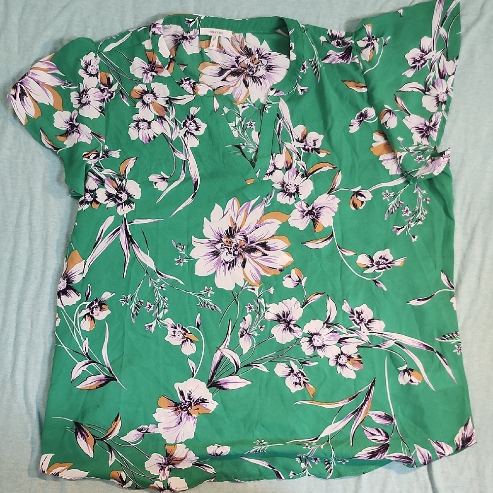 Maurices Green Floral Blouse